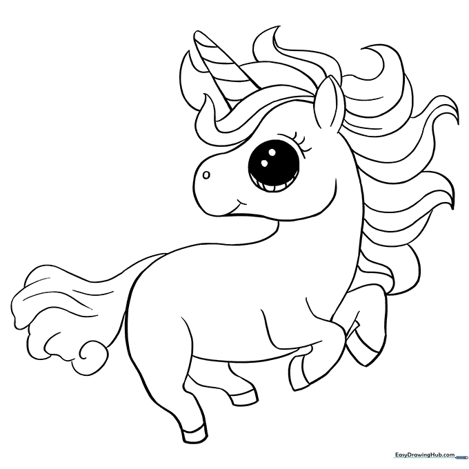 Chibi Unicorn Coloring Sheet