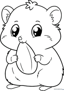 A friendly cartoon hamster with large expressive eyes and rounded ears, featuring thick, clean outlines perfect for young children to color.