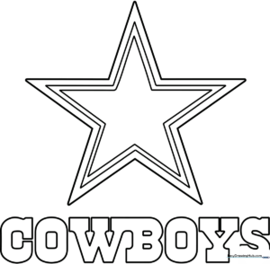 Clean, bold outline of the Dallas Cowboys five-pointed star logo on a white background, ready for coloring.