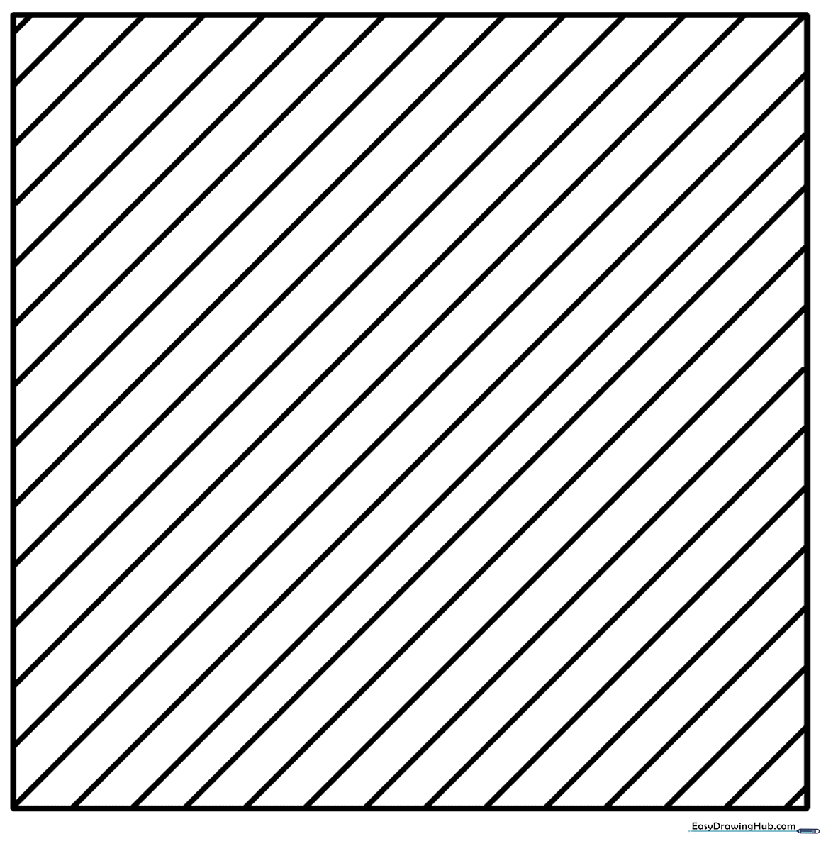 Black and white geometric coloring sheet featuring a series of parallel diagonal lines for pattern practice.