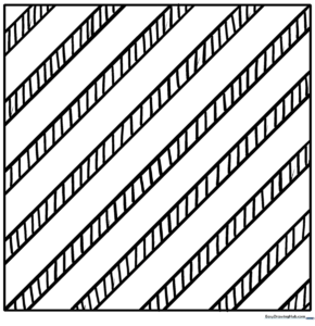 Black and white geometric coloring sheet featuring a repeating pattern of diagonal straight lines for kids to color.