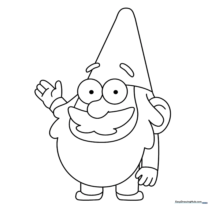 Gnome from Gravity Falls Coloring Sheet