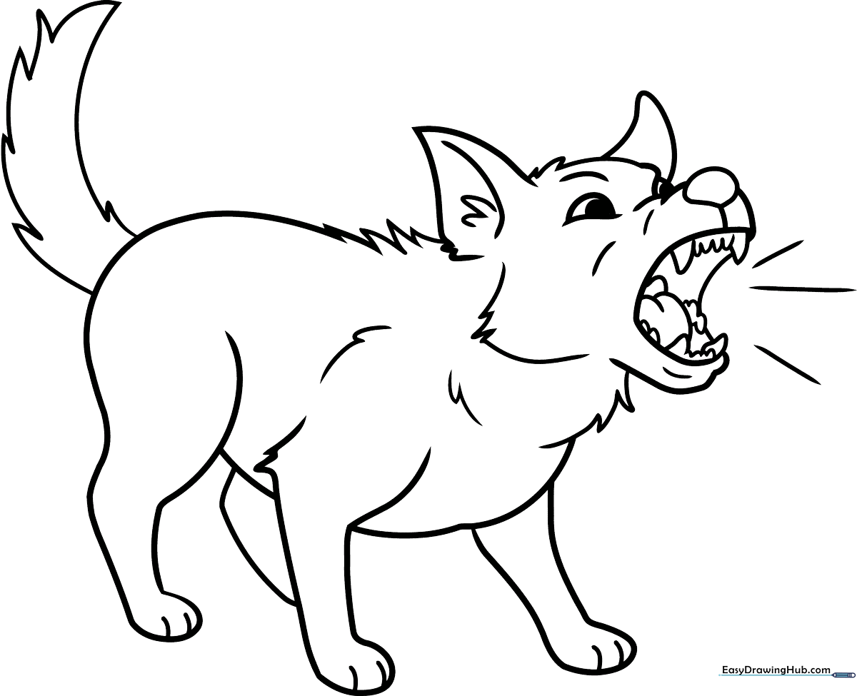 A cheerful cartoon dog with an open mouth, ready to be colored, featuring clean, thick outlines suitable for young children.