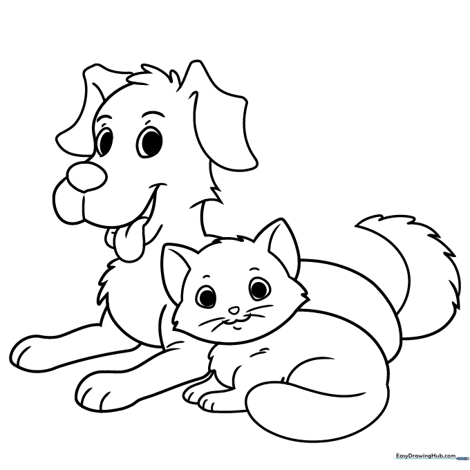 Cat and Dog Coloring Sheet