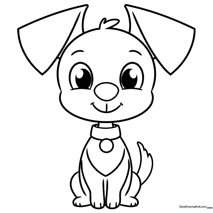 Easy Cartoon Puppy Coloring Page