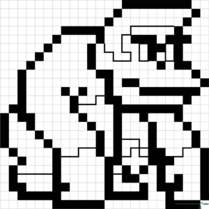 Donkey Kong pixel art character design on a square grid, ready for coloring with markers or colored pencils to practice precision and color mapping.