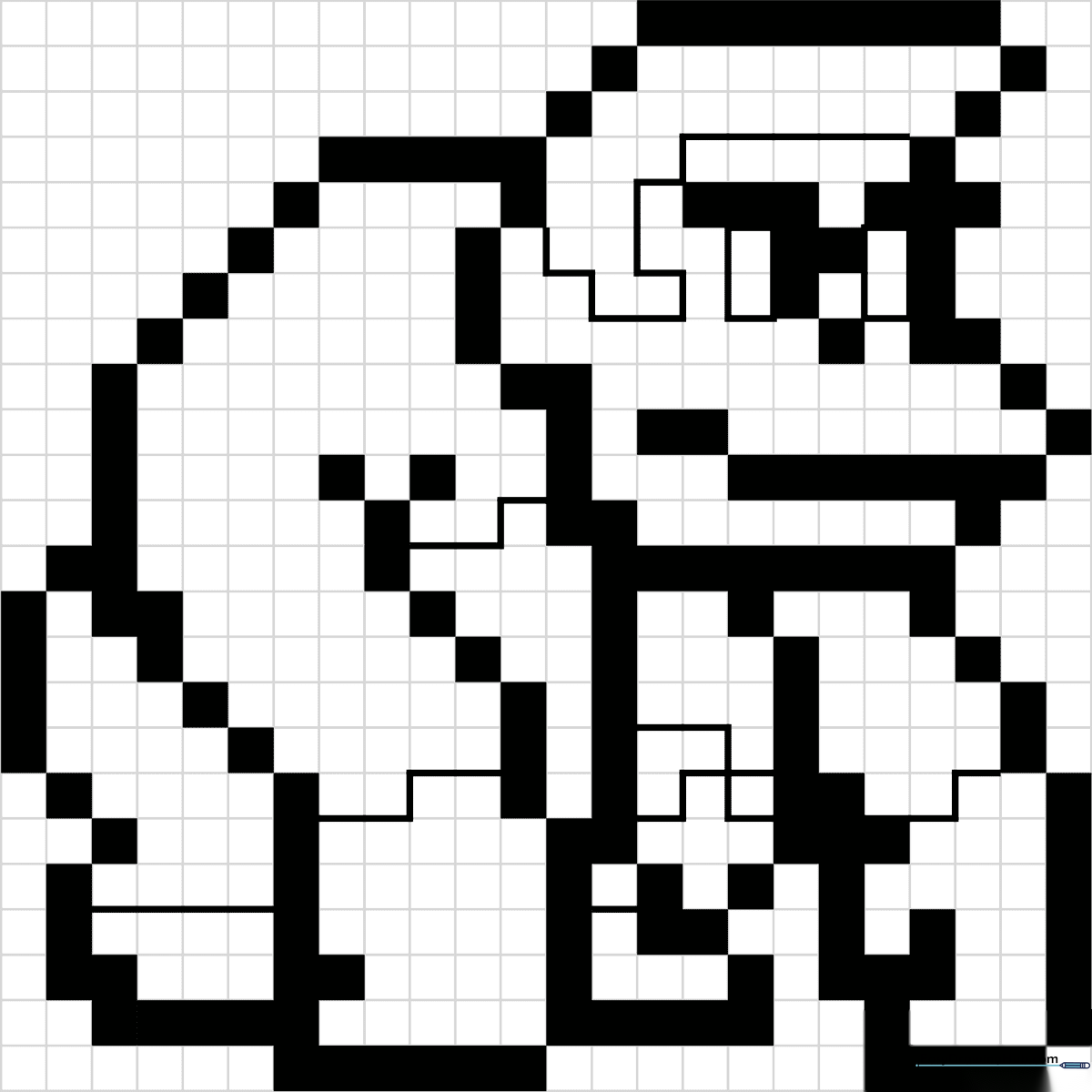 Donkey Kong pixel art character design on a square grid, ready for coloring with markers or colored pencils to practice precision and color mapping.