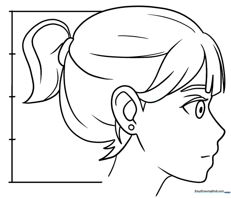 Anime Head and Face in Side View