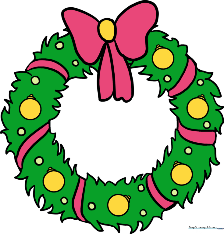 How to Draw a Christmas Wreath
