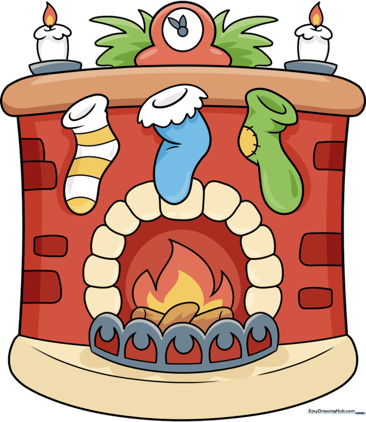 Fireplace with Christmas Stockings