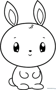 Black and white line art of a friendly, round-faced cartoon character with large expressive eyes, ready for children to color.