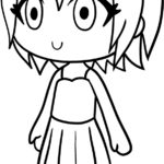 Line art of a Gacha Life character with large expressive eyes and stylized hair, ready for children to color with markers or crayons.