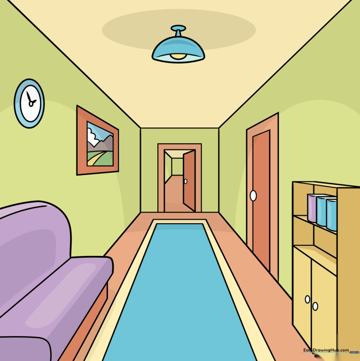 Easy Hallway in One Point Perspective