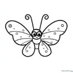 A simple, friendly butterfly outline with large wings and clear, thick lines, designed for children to practice coloring within the boundaries.
