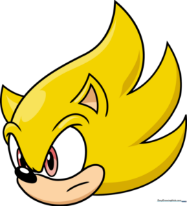 Close-up pencil sketch of Super Sonic showing his signature upward-pointing quills and determined expression.