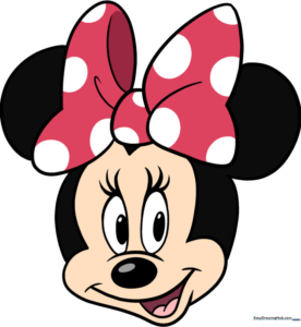 Pencil sketch of Minnie Mouse showing her signature bow and polka-dot dress