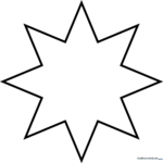 A clean, bold-lined eight-pointed star illustration on a white background, designed for children to practice coloring within the lines.