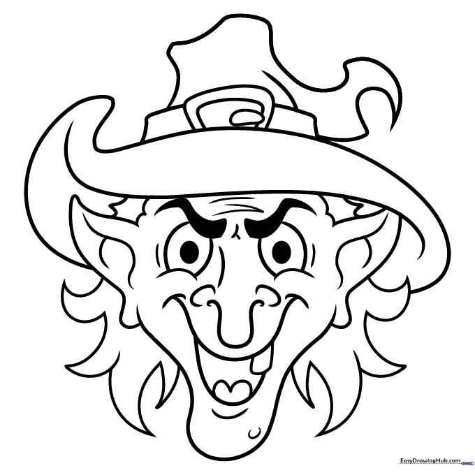 Witch Face Coloring Sheet