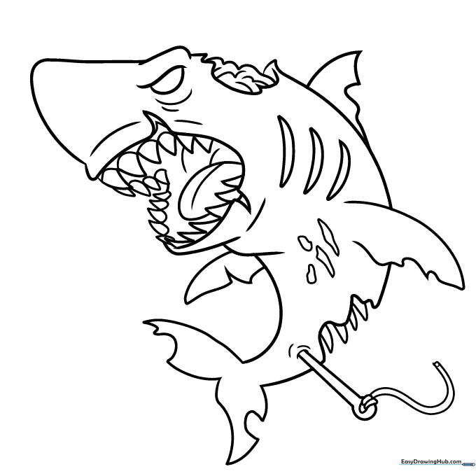 Zombie Shark Coloring Sheet