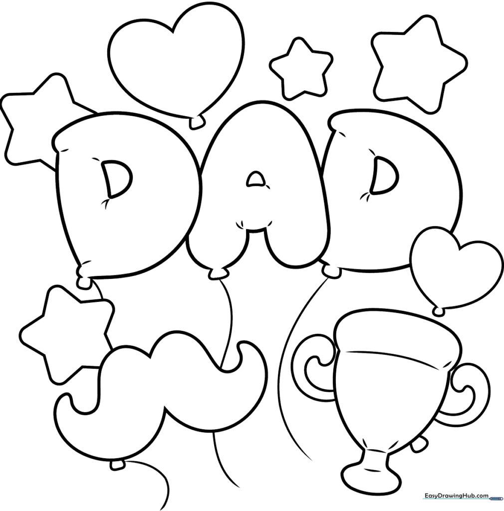 Father's Day Balloons Coloring Sheet