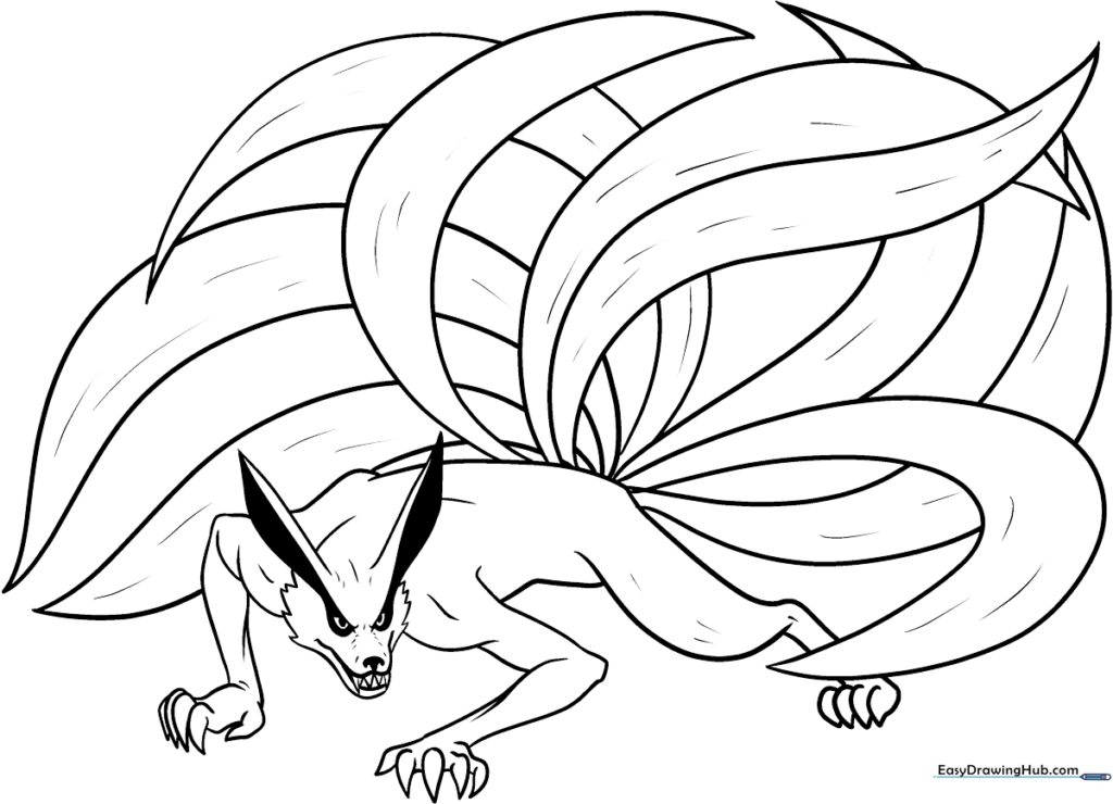 Nine-Tailed Fox Coloring Sheet