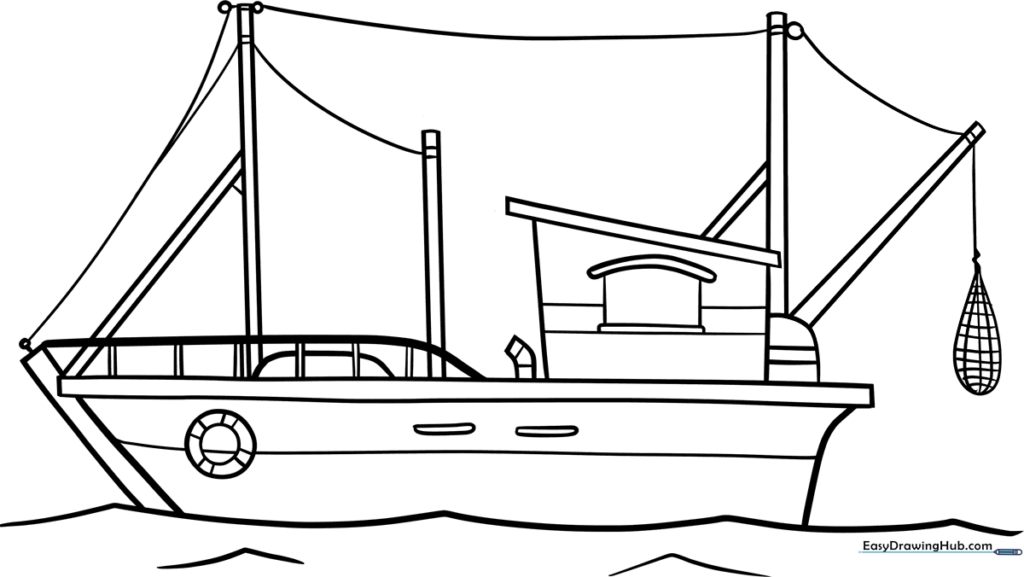 Fishing Boat Coloring Sheet