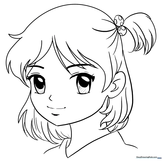 Anime Girl Face Coloring Sheet
