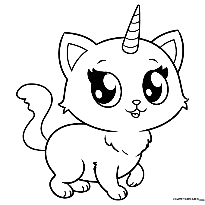 Cute Unicorn Cat Coloring Sheet