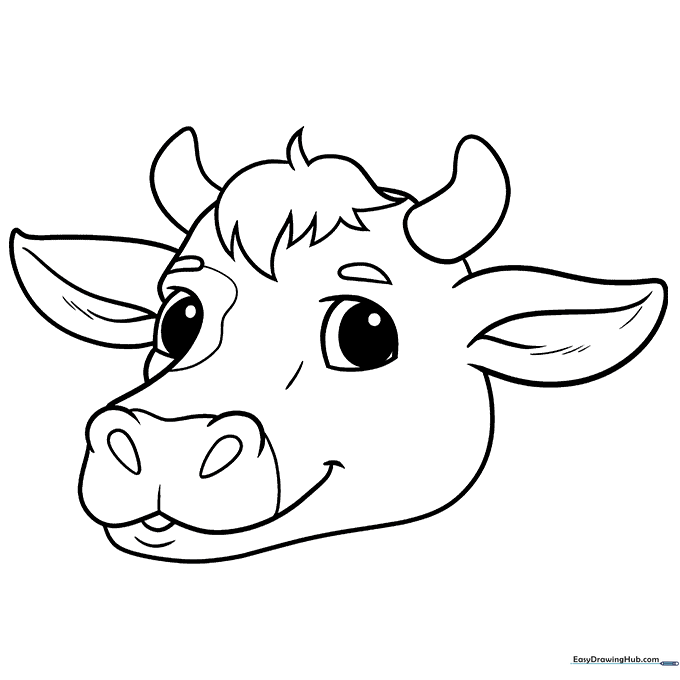 Cow Face and Head Coloring Sheet