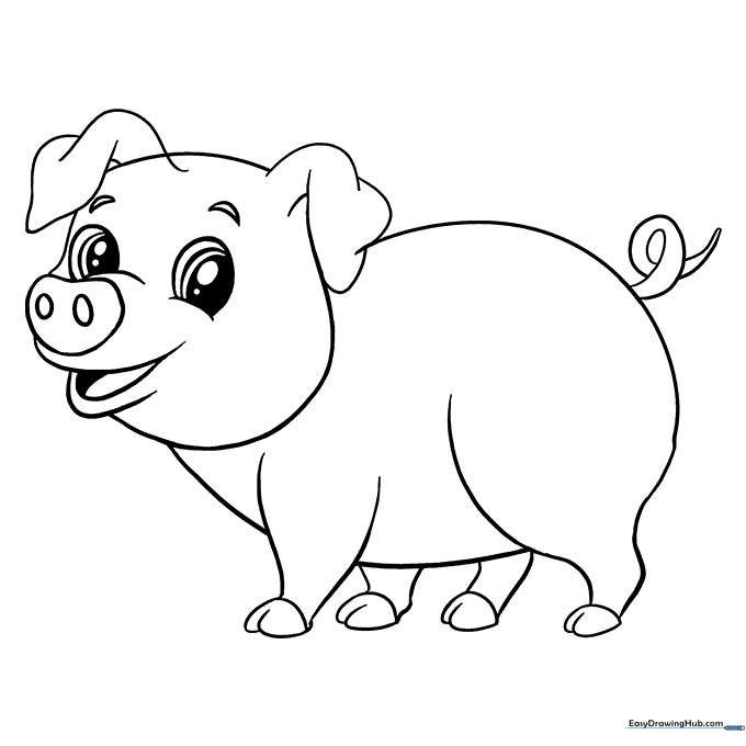 Cartoon Pig Coloring Sheet