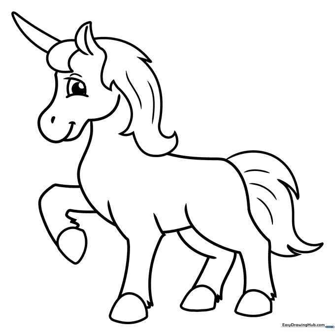 Easy Cute Unicorn Coloring Sheet