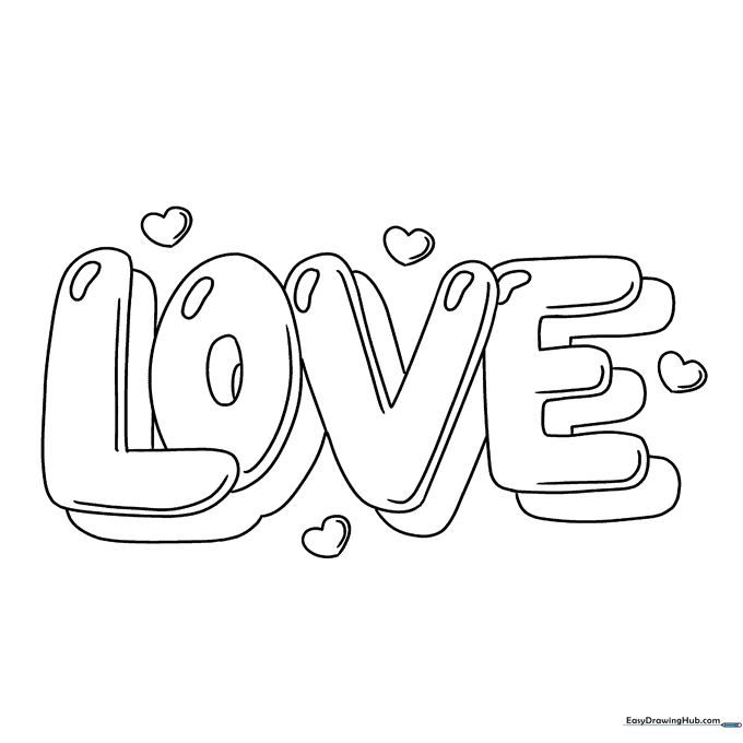 "Love" in Bubble Letters Coloring Sheet