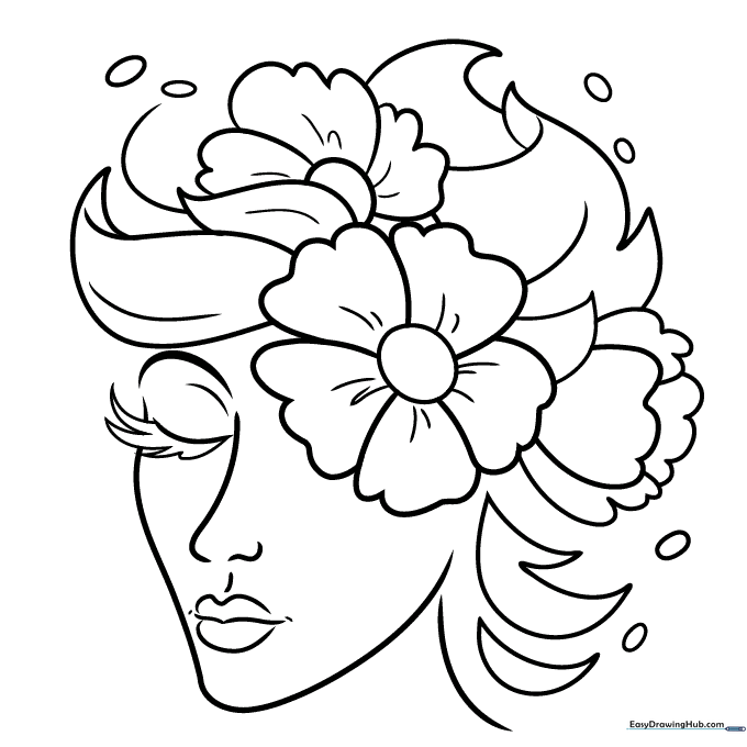 Flower Face Coloring Sheet