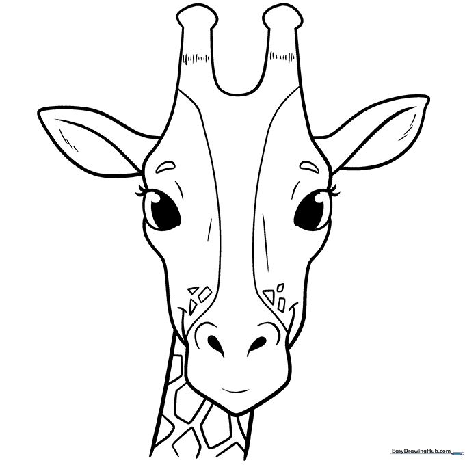 Giraffe Head and Face Coloring Sheet