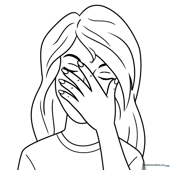 Hand Covering Face Coloring Sheet