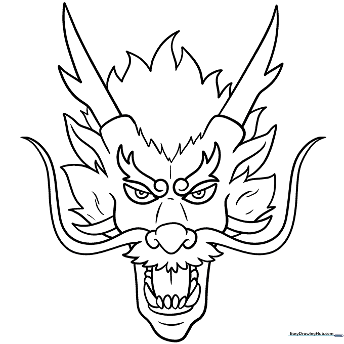 Chinese Dragon Face and Head Coloring Sheet