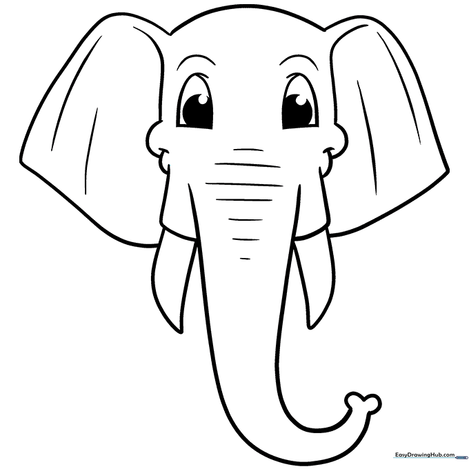 Easy Elephant Head and Face Coloring Sheet