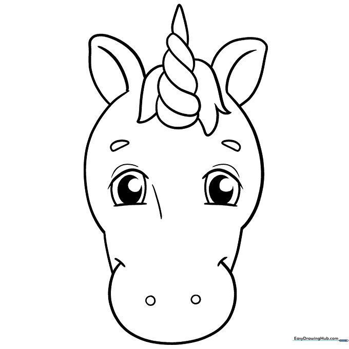 Easy Unicorn Face Coloring Sheet