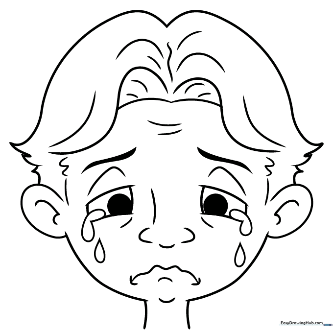 Crying Face Coloring Sheet