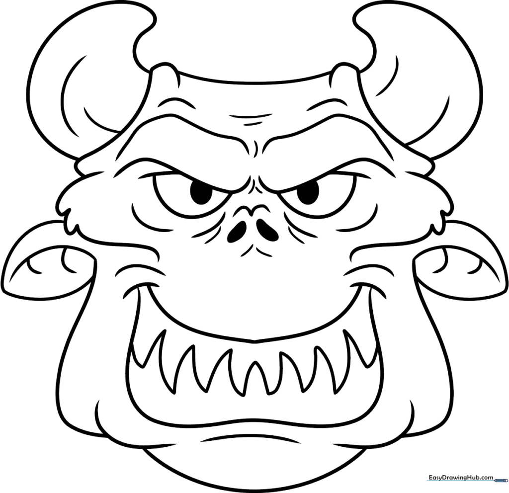 Monster Face Coloring Sheet