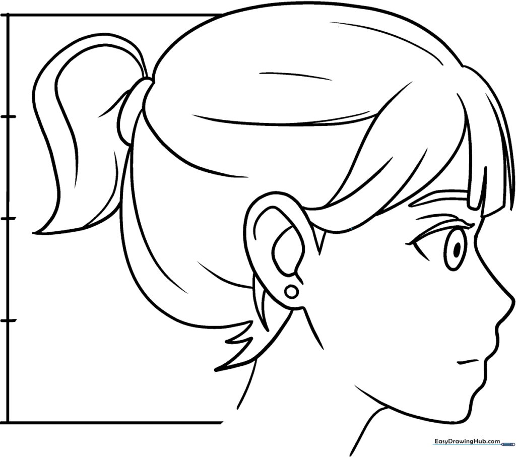 Anime Head and Face in Side View Coloring Sheet