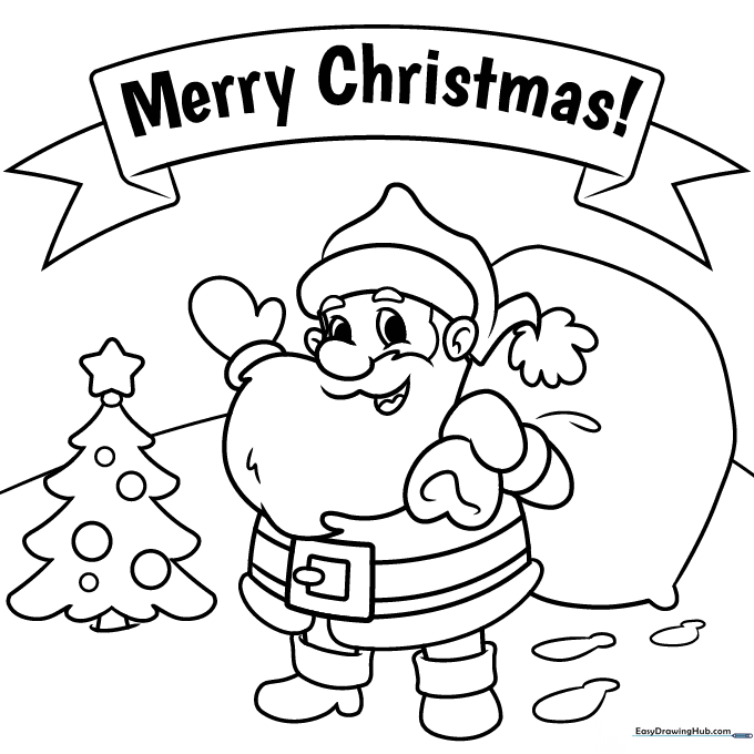 Merry Christmas Card Coloring Sheet