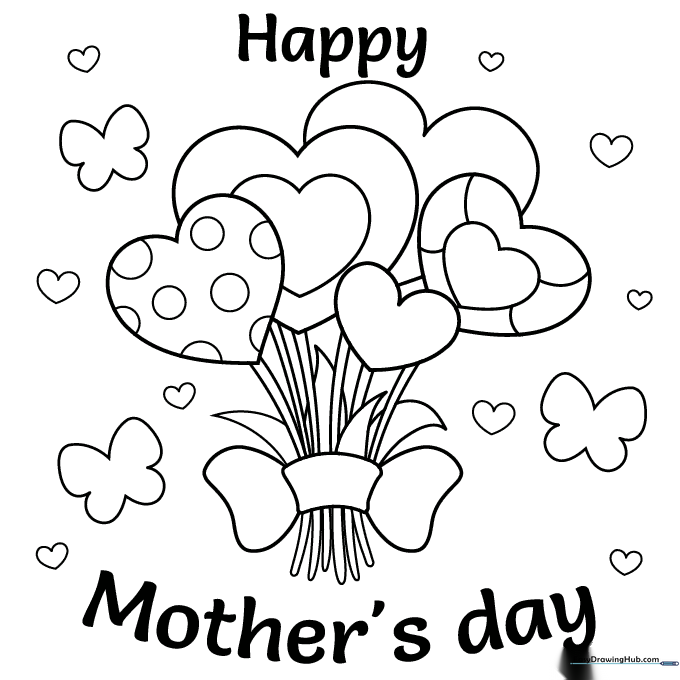 Easy Mother's Day Card Coloring Sheet