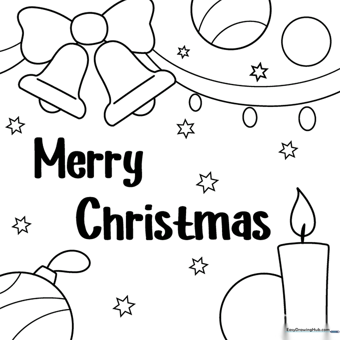 Easy Christmas Card Coloring Sheet