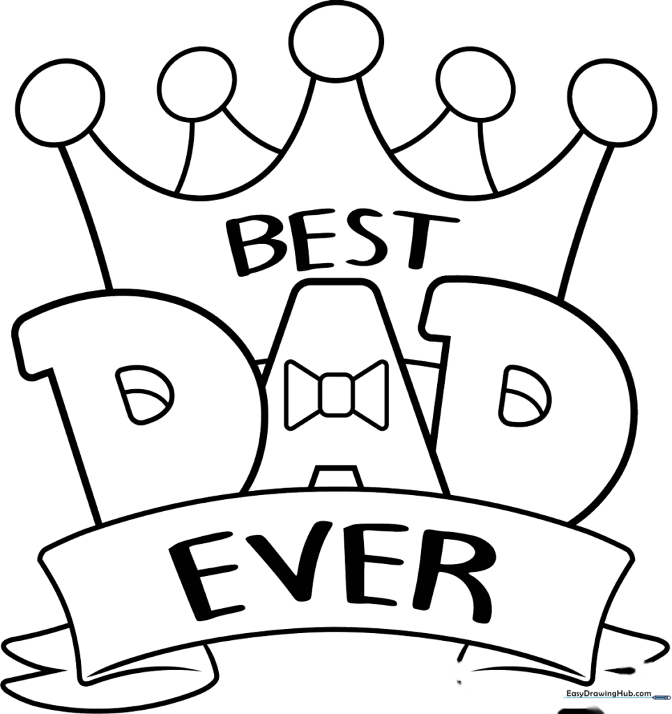 Easy Father's Day Crown Card Coloring Sheet