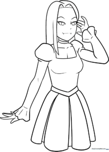 Anime-style vampire girl coloring page with flowing hair and expressive eyes, designed for kids to practice shading and color blending.