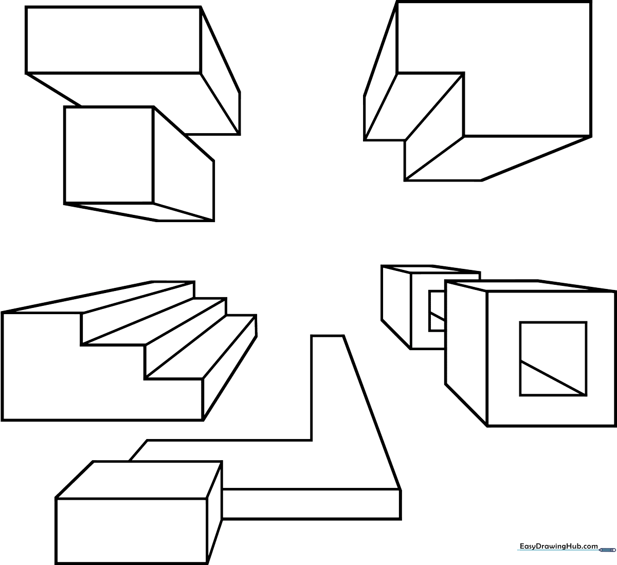 Educational perspective coloring sheet showing converging lines meeting at a vanishing point to teach children 3D spatial depth.