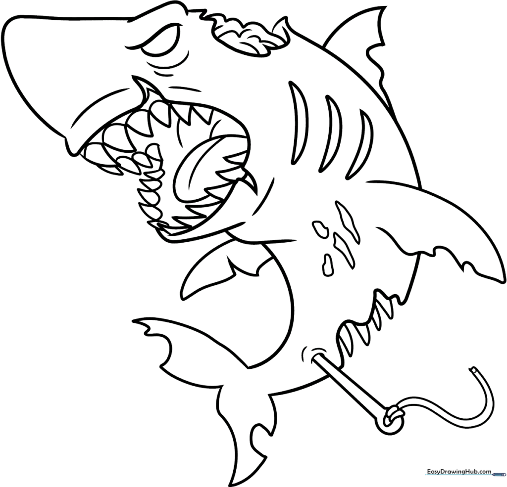 Zombie Shark Coloring Sheet