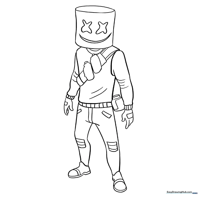 Marshmello from Fortnite Coloring Sheet