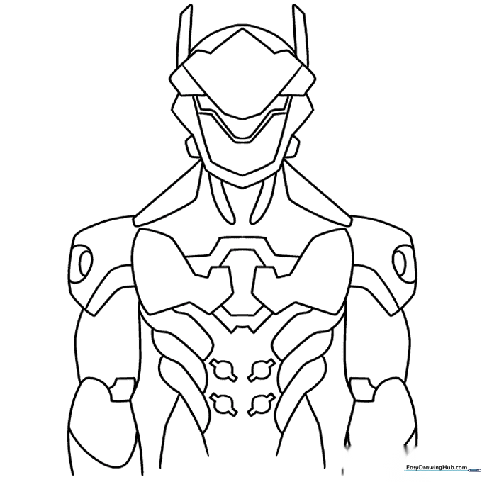 Genji from Overwatch Coloring Sheet
